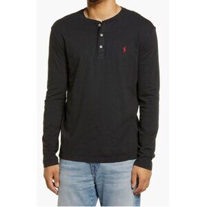Big & Tall Polo Ralph Lauren Jersey Henley Shirt Black Men's 4XLT New with Tag